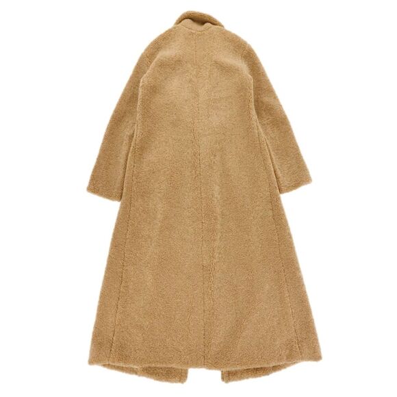 SOMETHING NAVY Teddy Faux Fur Coat Tailored Midi Duster Clean Girl Minimal Boho - Picture 8 of 12